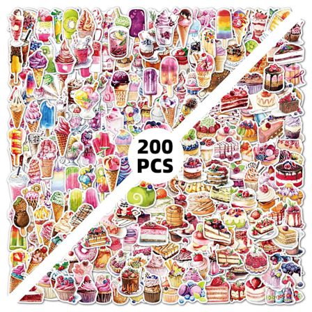 200 kpl mini-tarroja, pienet tarrat puhelinkoteloon, vedenpitävät ja uudelleenkäytettävät vinyylitarrat vesipulloon, skeittilautaan, termospulloon, 