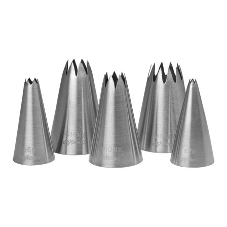 Exxent Sprøytetipper til kakedekorering 5 stk, 2-18 mm' - 'Rustfritt stål