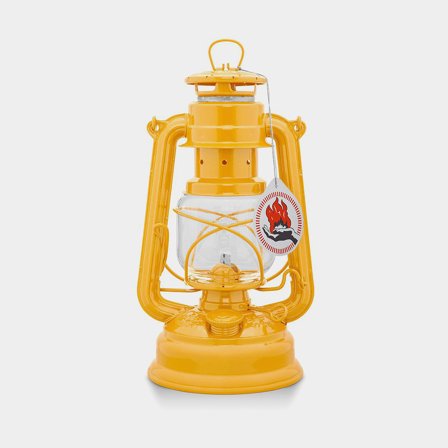 Bouřková lampa / petrolejová lampa Feuerhand 276 (Baby Special), 255 mm, Signal Yellow, s knotem