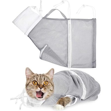 ING kissan kylpypussi, 1 kpl, pesupussi kissoille, kissan trimmauspussi, lemmikkipussi, verkkolemmikkipussi, sopii kissan kynsien leikkaamiseen ja 