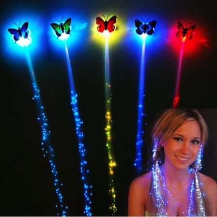 5 stk LED Lys Fiberoptisk Butterfly Hårklipp