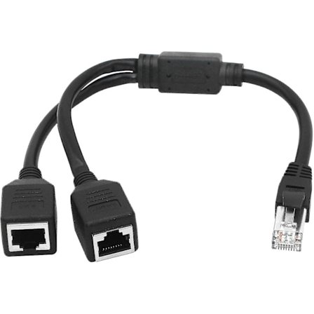 Polaoyi Ethernet-nätverkssplitter, 1 hane till 2 hona Y-adapterkabel, Ethernet-förlängningsplugg