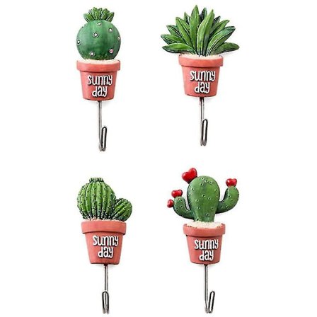 Vægkroge 4 stk. Kaktus Kroge Vægdekoration Høj Belastning
