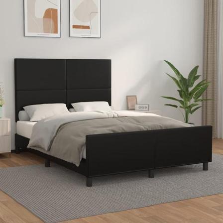 Vidaxl Sängram Med Huvudgavel Svart 140x200 Cm Konstläder Svart