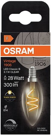 OSRAM Led Dekorasjonspære E14 B28 300lm klar Dimbar Varmhvit
