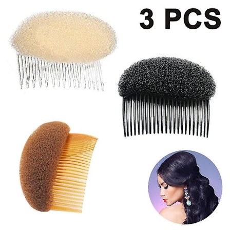 3 stk svamp hårformet kam hårøkning styling pannelugg pute frisør frisørverktøy kam