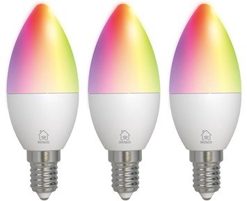 Deltaco Smart E14, RBG, WiFi, 4,9W, C37, dimbar - 3-pack - Dimbar smart LED-lampa med RGB-färger, 3-pack