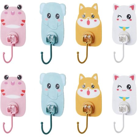 Selvklæbende vægkroge, billedophæng uden boring, vægkroge, søde dyr selvklæbende kroge, til badeværelse, køkken, loft, vægophæng