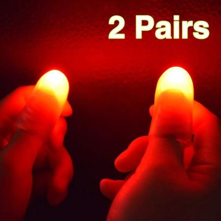 2 Par Röda Magiska Fingerlampor med LED-Ljus Tumme Toppar Ljus Party Magic Tricks (FMY)