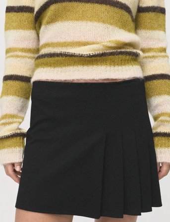 Mango Pleated Mini-Skirt - Black - S