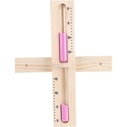 15 minutters saunatimeglas, roterende saunatimeglas i træ med glasur og lyserødt sand