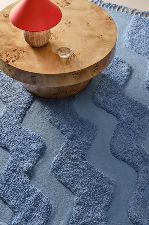 Jotex - Bomullsteppe Økologisk 130x190 Cm Bomull Blå WAVING - Kjøp Bomulls- & filleryer hos Jotex