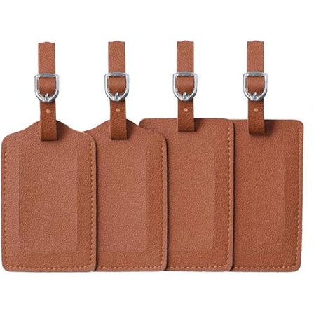 Bagageetiketter i läder, 4-pack, väskor, resväskor, etiketter