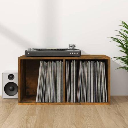 Vidaxl Vinylhylla Rökfärgad Ek 71x34x36 Cm Konstruerat Trä Brun