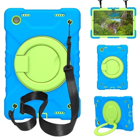 Samsung Galaxy Tab A8 10.5 (2021) hybridfodral med rem - Blå / Gräsgrön