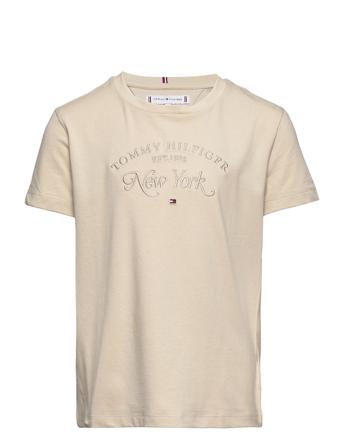 Icon Script Embro Tee S/S T-shirt Beige Tommy Hilfiger