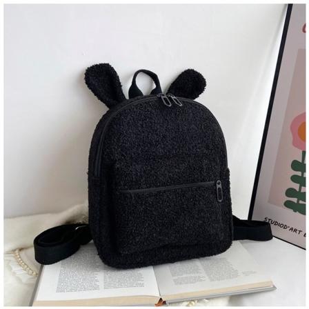Personlig Mini Kawaii Bear Ear Ryggsäck Broderi Vilket namn Tonåringar Barn Fuskpäls Skolväska Estetisk lurvig Sherpa Fleece Daypack style 3