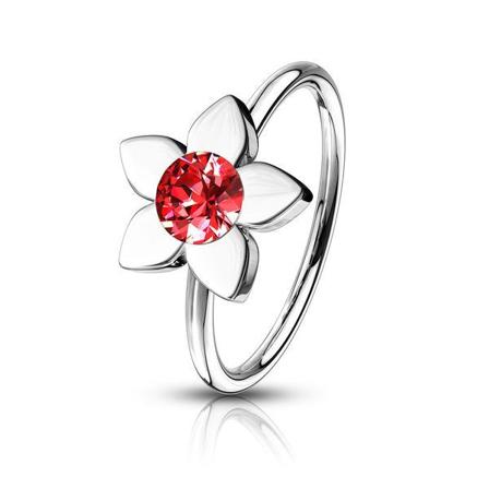 Piercingring i Titanium-IP 316L kirurgiskt stål med röd CZ