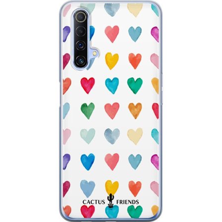 Kompatibelt Mobilskal till Realme Realme X50 5G Cactus and Friends - Watercolor Love Grid