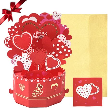 1 stk Foldbar Stereoskopisk Eske Valentinsdagskort, 3D Pop Up