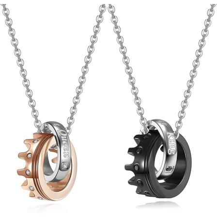 2 st Parhalsband med Hänge för Par Kung och Drottning för Lmell Honom och Henne Kvinnor Män Älskare Present