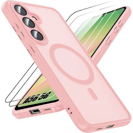 Beskyttelsesskal - BOOLING - til Samsung Galaxy A56 5G - Rosa - Stødabsorberende - 2 Tempered glas
