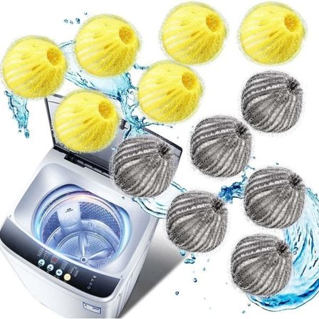 Hårfelle for vaskemaskiner, fjerner dyrehår i vaskemaskinen for å løse opp pels og klær, sengetøy, 12 stk
