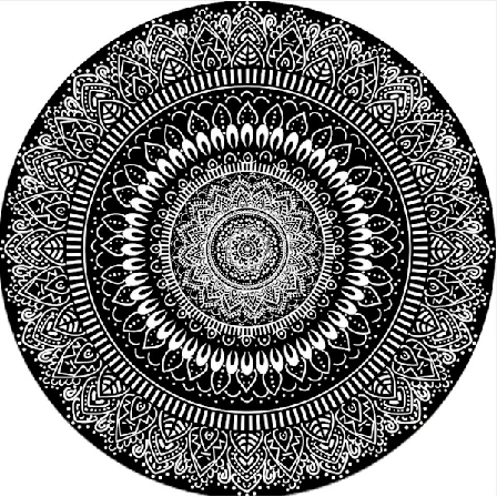 Rund matta 100 cm Svart Mandala Mjuk Badrumsmatta Halkfri Tvättbar Accent Kasta Fluffig Golvmatta för Entré Vardagsrum Sovrum Barnkammare