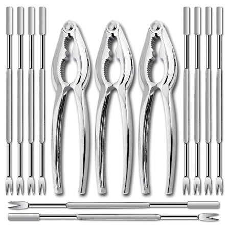 Sortiment med verktyg för skaldjur, 13 delar, Nötknäppare, 3 st hummerknäppare/knäppare