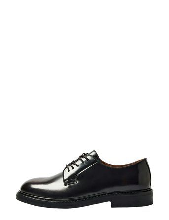 Slhcarter Leather Blucher Shoe Black Selected