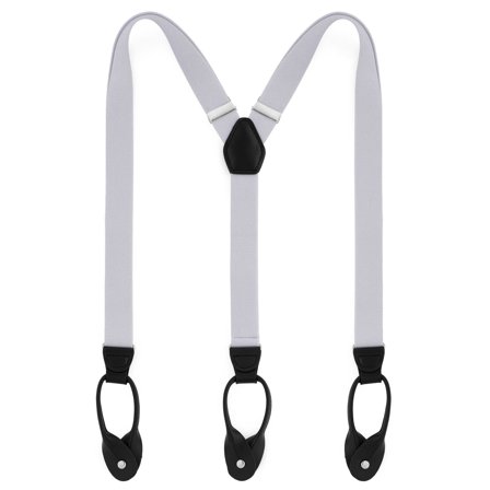 Wąskie jasnoszare szelki na guziki dla mężczyzn - Szelki na guziki