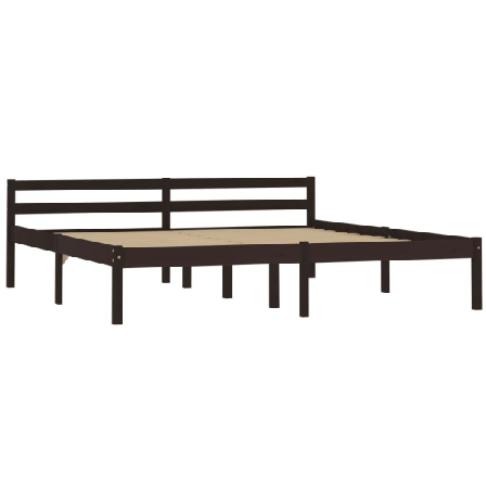 Vidaxl Sängram Mörkbrun Massiv Furu 180x200 Cm Brun