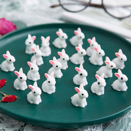10 St Och Mini Resin Bunnies Miniatyrfigurer 3d Little White O