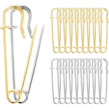 Store sikkerhedsnåle 20 stykker Sikkerhedsnåle Kraftige sikkerhedsnåle Kraftige filtnåle Nålepuder Sytilbehør Tilbehør Guld Sølv Clips