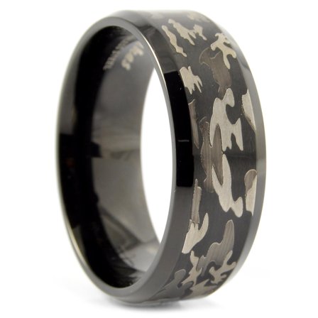 Sentio | Black Stainless Steel Camouflage Ring for Men - Steel rings