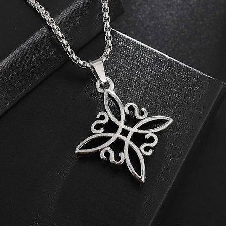 Häxknut Halsband Rostfritt Stål Magisk Knut Pagan Häxkonst Symboler Hänge Keltisk Knut Halsband Smycken Gåvor för Kvinnor