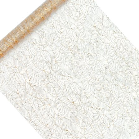 Glitrende Organzastoff Gullmønster