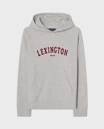 Lexington Teen huvtröja i ekologisk bomull med logo, ljusgrå melange