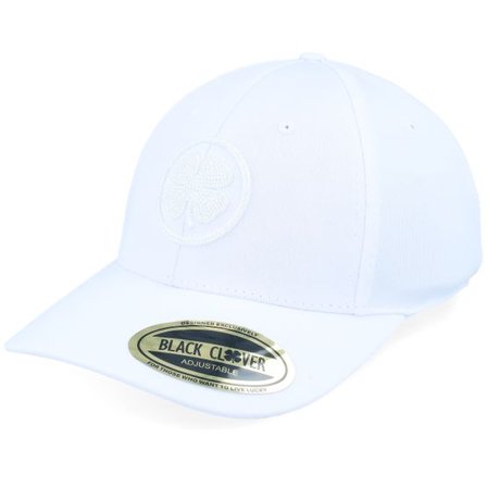 Black Clover - Vit adjustable Keps - Lucky Stitch White/White Adjustable @ Hatstore
