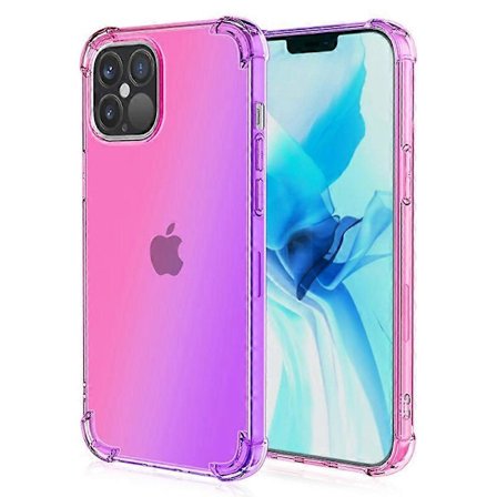 Passer til iPhone 15 Pro Max Gradient Farve TPU Telefon Cover Anti-fald Telefon Cover (Multi-farve, Pink og Lilla)
