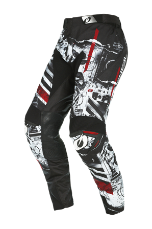 Pantaloni Cross O'Neal Mayhem Scarz Nero-Bianco-Rosso 42
