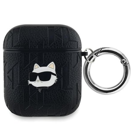 Karl Lagerfeld Monogram Choupette Huvudfodral för AirPods 1 / 2 - svart