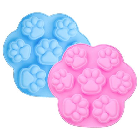 Kat og hund pote silikoneform isterninger cookies slikbakke fødevarekvalitet 8 hulrum chokolade slik isterninger (blå+pink) Hy
