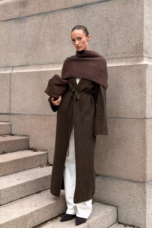 NA-KD Knitted Maxi Cardigan - Cardigans - Brun - XS