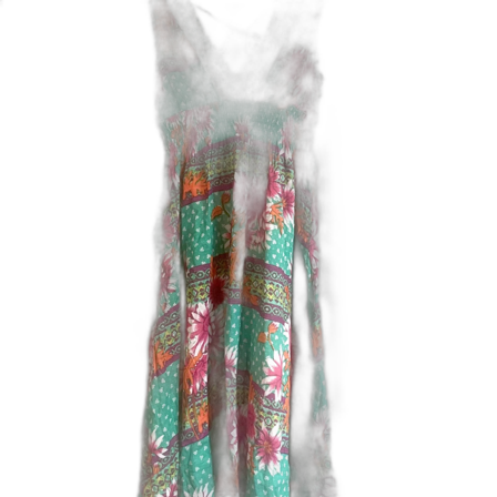 Grön blommig långklänning med knyt i ryggen