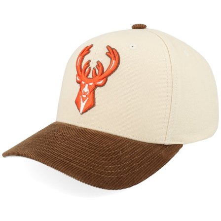 Mitchell & Ness - Milwaukee Bucks Tawny Pro Crown Cream/Brown A-Frame Adjustable Adjustable Beige Cap - NBA @ Hatstore