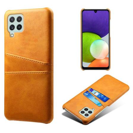 SKALO Samsung A22 4G PU Læder Kortholder Cover - Lysebrun Light brown