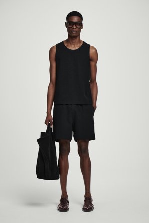 COS Men's Textured Cotton Jersey Shorts in Black