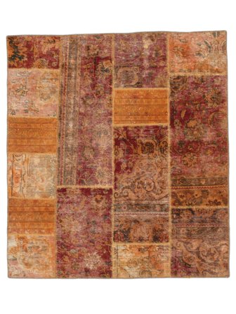 Patchwork Tæppe Moderne Brun/Mørkerød (Uld, Persien)
