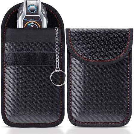 2 kpl Faraday-pussi autoavaimille - Varkaudenesto - Avaimen kauko-ohjauksen suojaus - Auton avaimen signaalin estopussi - Avaimeton sisäänpääsy - 